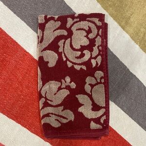 3/$10 Chaps Red and Cream Floral Hand Towel
